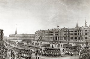 Parada przed Pałacem Cesarskim, St.Petersburg, 1812 autorstwa French School